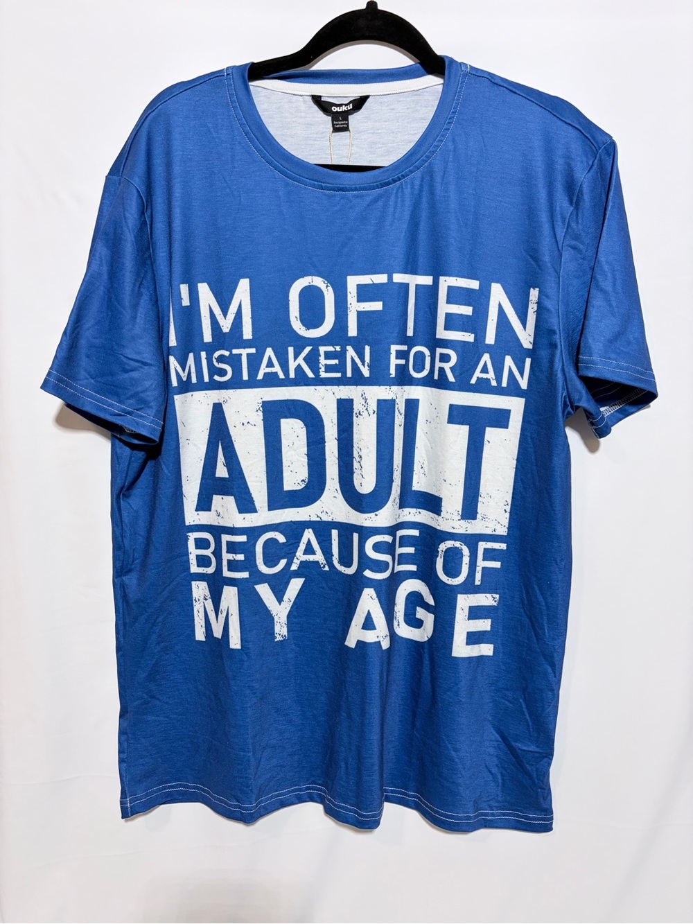 I'm Often Mistaken for an Adult Because of My Age Men's T-Shirt - Size L- Blue